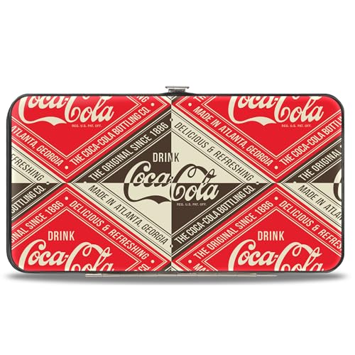 The Coca-Cola Company Wallet, Hinged, Drink Coca Cola Delicious Refreshing Diamond Block Red Brown, Vegan Leather