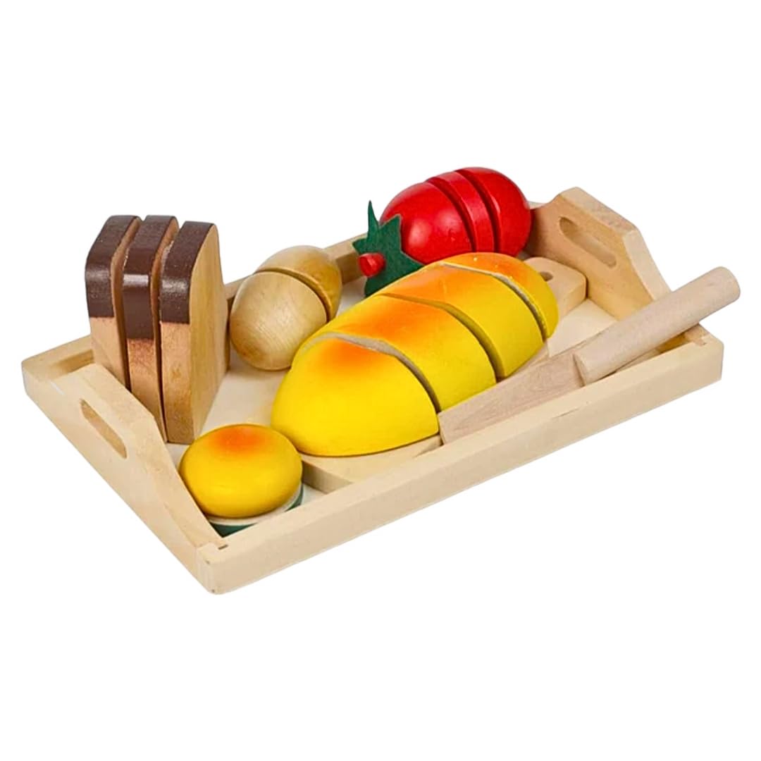 Ashvik Stuffs Wooden Food Cutting Play Food Toy for Kids Kitchen Pretend Play Fruit & Vegetables Accessories, 1 Board ,1 Knife for Girls and Boys ( 8 Pcs in One Pack ) (B0DG28FJC6) Amazon Price History, Amazon Price Tracker