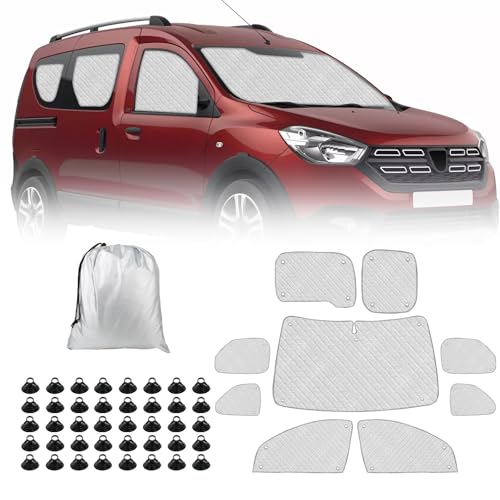 Parasole Pieghevoli Auto Tappetini Parasole Per Dacia Dokker 2015-2025 - 9 Pezzi, Protezione Solare E Freddo Parabrezza Dacia Duster