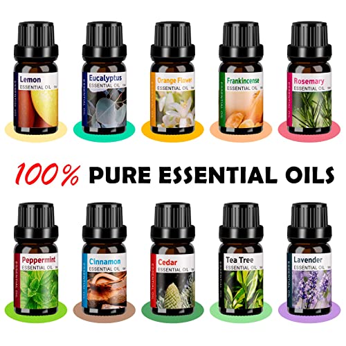 Aroma Diffuser For Essential Oil Large Room Diffusers Set With 10 Essential Oils,Ultrasonic 550Ml Aromatherapy Diffuser With Essential Oil, Bedroom Vaporizer Cool Mist Humidifier For Home Office #TOP6