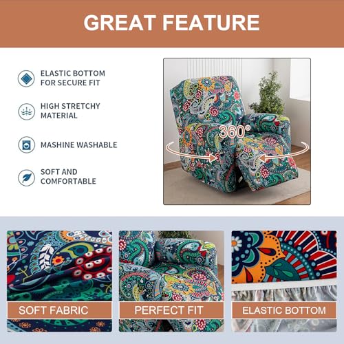 Image of Recliner Slipcovers 4-Pieces Lazyboy Recliner Covers Recliner Couch Covers Recliner Chair Cover Non Slip Reclining Slipcovers with Storage Pockets Furniture Protector for Living Room