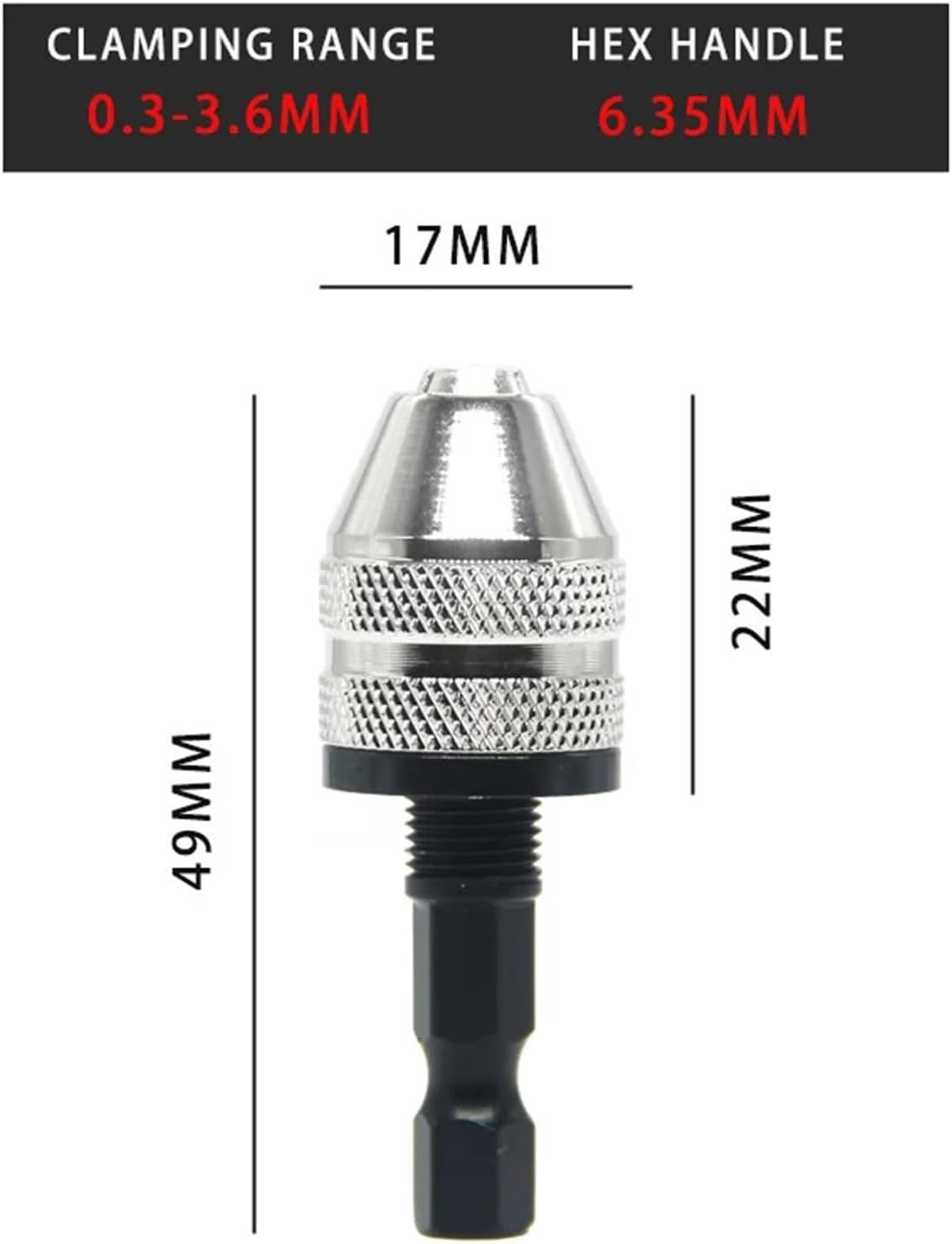 Drill Chuck Keyless Screwdriver Impact Driver Adaptor Electric Micro Motor Clamp Mini Chuck Fixture Hex Shank Drill Bits Adapter(0.3-3.6-6.35B)