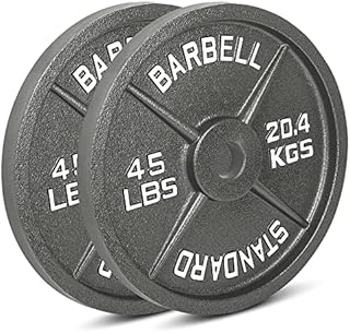 Cast Iron Olympic Weight Plates – Free Weights with 2-inch Hole & Anti-Rust Hammertone Finish - Ideal for Strength Training, Crossfit Equipment & Home Gym Set – Sold in Pairs - 2.5LB–45LB