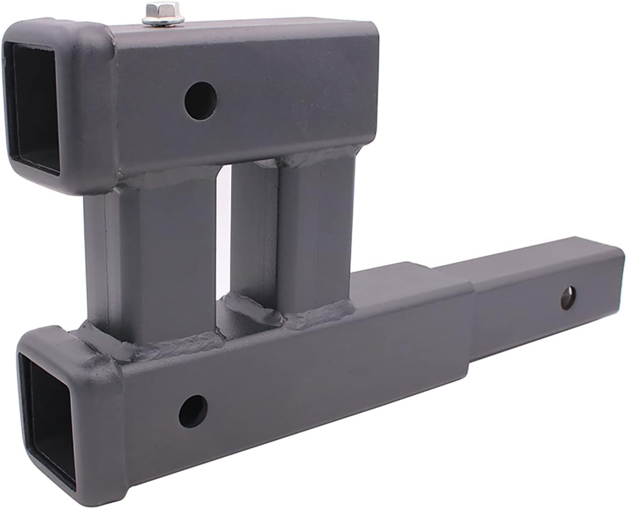 Heavy Duty 2 Inch Dual Hitch Receivers Trailer Hitch Extension with 6" Rise-Drop Adapter Frosted Power Coated