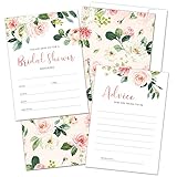 Set of 25 Floral Bridal Shower Invitations with Envelopes and Advice for The Bride to Be Cards -...