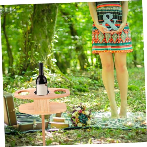 Table de plage pliante portable Mikikit avec rangement snack et verre cour