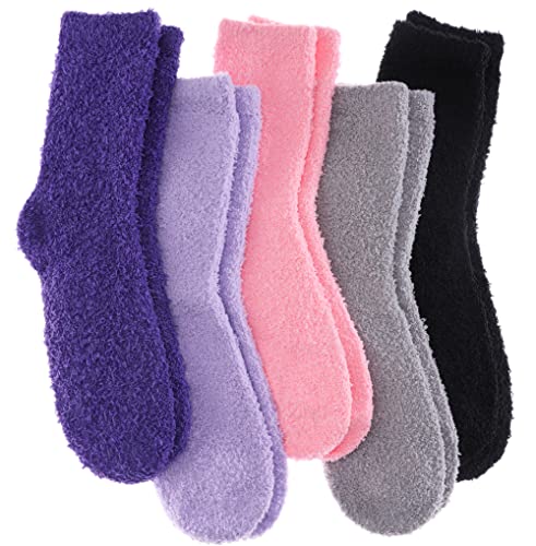 Image of LANLEO 5 /6 Pairs Womens Super Soft Fuzzy Plush Warm Winter Home Sleeping Slipper Socks