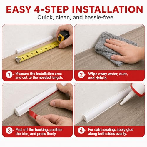 Risunpet 1/4 in x 20 ft Peel and Stick Quarter Round Molding, White by Risunpet - Used condition - Image 5