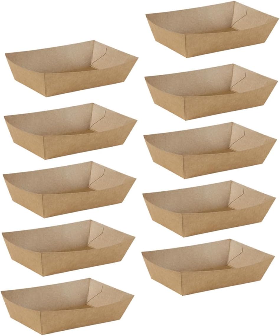 PRETYZOOM 100 Pack Kraft Paper Food Boxes Oil Proof Disposable Fried Snacks Container French Fries and Fried Chicken Takeout Packaging Boxes for Catering and Food Service