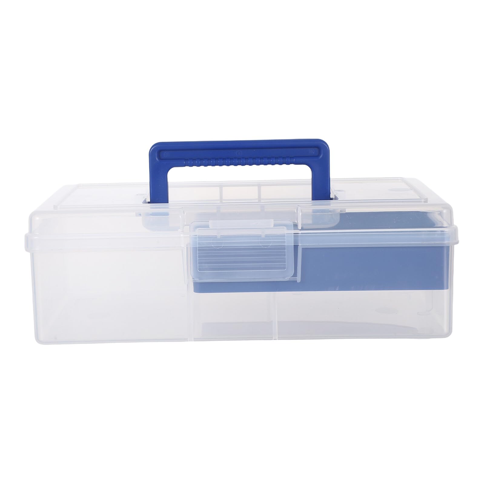 Boîte de rangement couture plastique transparente anti-perte bleu précieux