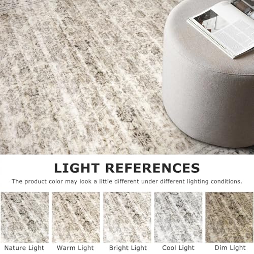 3x10 Beige Yellow White Washable Runner Rug for Kitchen, Soft Classic Runners with Non-Slip, Non-Shedding Distressed Floral Rug for Hallways Door mat Indoor Bedroom Indoor
