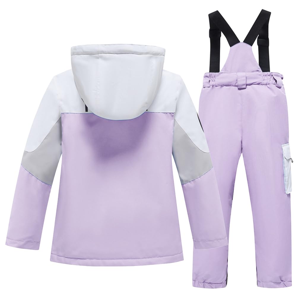 Kinder Skianzug 2tlg Skijacke mit Kapuze + Skihose Winddicht Wasserdicht Schneeanzug Jungen Atmungsaktiv Skianzüge Mädchen