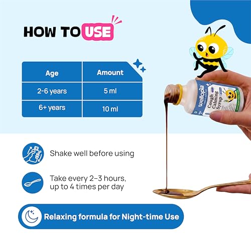 Image of Kids Night-Time Cough Calming Syrup | Honey, Tulsi, Ginger & Peppermint | Soothes Dry & Wet Cough | Drug-Free | Natural Blueberry Flavor | 100ml (Ages 2+)