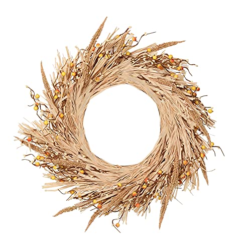 Leipal Artificial 20 Inch Winter Wheat Wreath For Front Door Light Yellow Winter Wreath Wall Window Decor For Winter (Multi) #TOP24