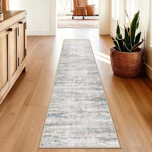 2x10 Runner Rug Non-Slip，Modern Abstract 10ft Washable Runner Rugs for Hallways, Ultra-Thin Long Kitchen Rug Runners,Stain Resistant Floor Carpet for Bedroom,Laundry Room,Entryway