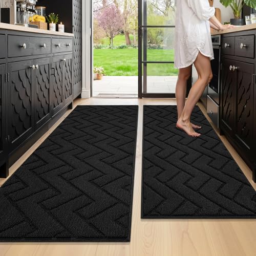 Image of hicorfe Kitchen Runner Rug,20 inchx59 inch+20 inchx48 inch Kitchen Set,Non-Slip Kitchen Mat