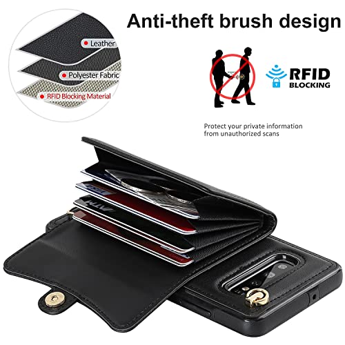 Asuwish Phone Case For Samsung Galaxy S10E Wallet Cover With Rfid Blocking Credit Card Holder Wrist Crossbody Strap Lanyard Stand Leather Shoulder Slot Cell Accessories S 10E 10Se Se10 Women Men Black #TOP3