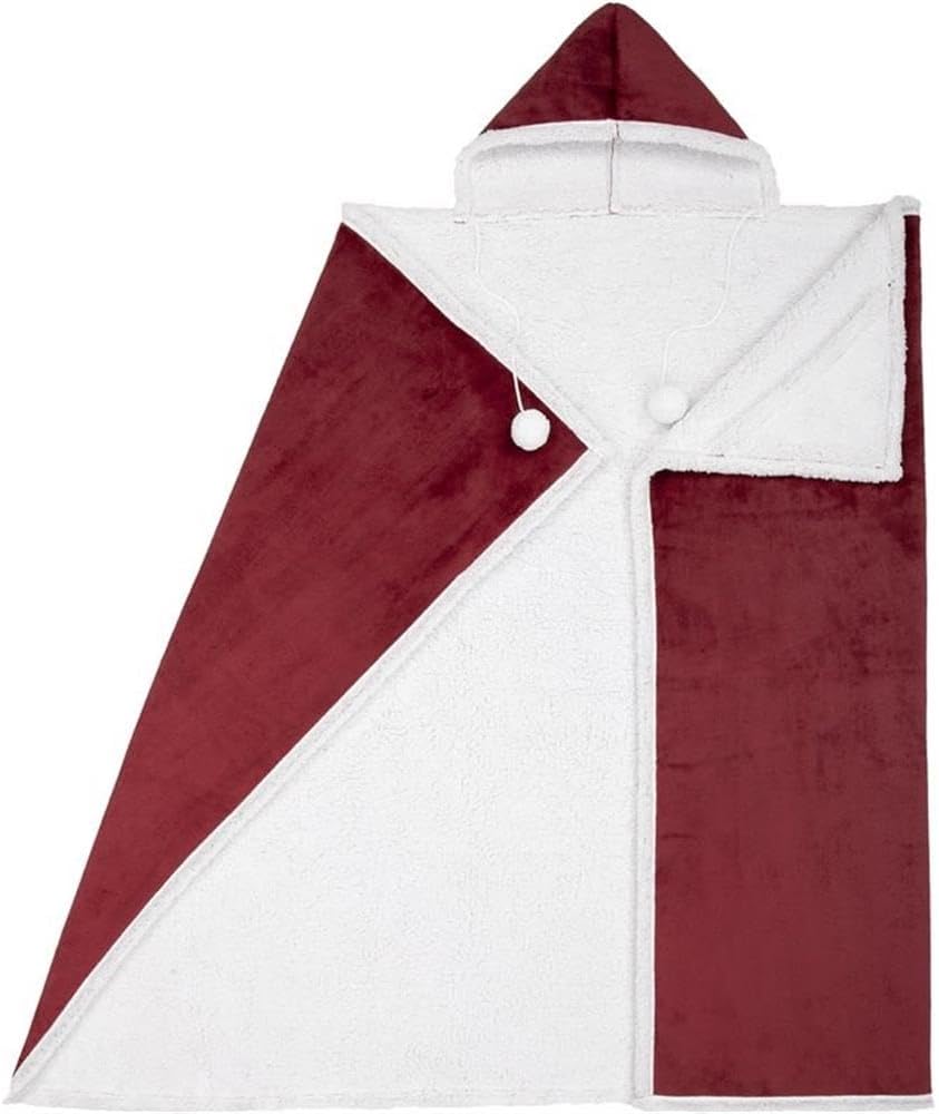 Safdie & Co. Premium Wearable Hooded Blanket for Adult Women and Men 71"x51" - Super Soft, Lightweight, Microplush, Cozy and Functional Throw Blanket (Biking Red)