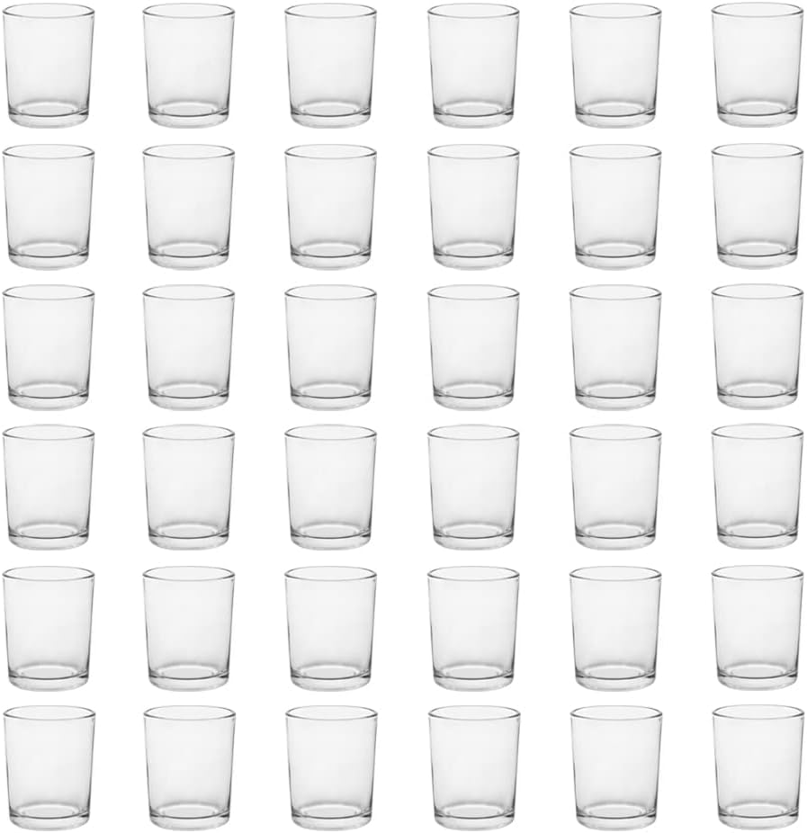 Set of 36 Clear Mercury Glass Tea Light Holders, Elegant Votive Candle Holders for Weddings, Showers, and Home Decor