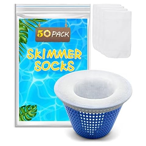 Pool Skimmer Socken, 50 Stück Schwimmbad Skimmer Socken, Poolfilter Netz Wiederverwendbar für Schutz Pumpe,Filteranlage, Körbe und Skimmer,Pool Filter Saver Socken Netz Cover