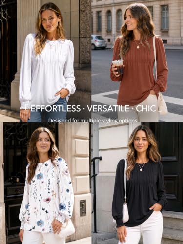 Image of AUTOMET Womens Long Sleeve Shirts Fall Blouses Tops Business Casual Outfits