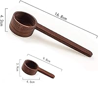 Vista 3 de Cucharas de madera para botes, cuchara de café, cuchara de café molido de madera estilo coreano de 16.8 cm, medición para granos molidos o té
