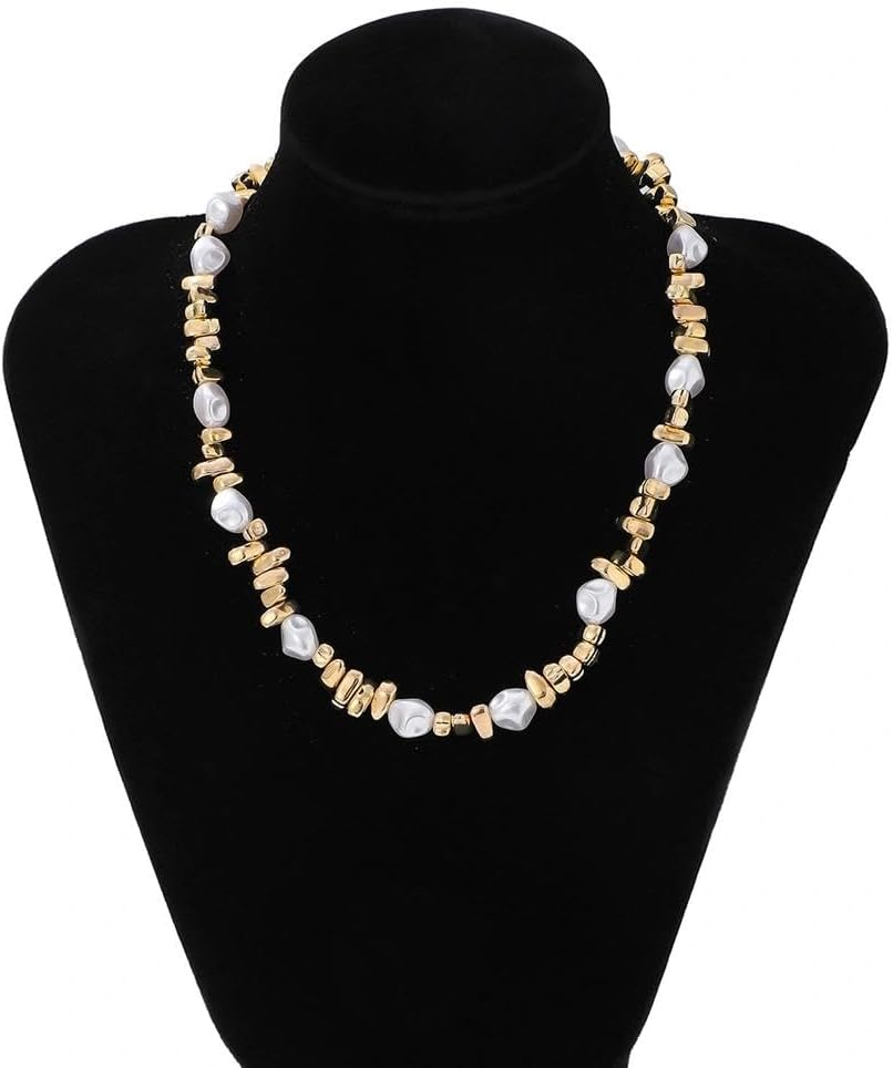 Dainty Gold Pearl Statement Collarbone Necklace for Women,Vintage White Baroque Pearl Beaded Choker,Personalized Trendy Jewelry Accessories Gifts - Image 7