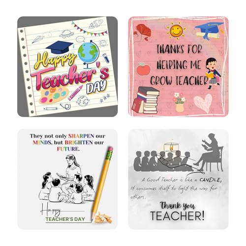 Image of Teachers Day Themed Fridge Magnets|Set of 4 Pcs|3 * 3 Inch|Glossy|Durable|Shiny|No Colour Fade Lifetime|Waterproof|Unique Design||Gifts for Teacher Day||
