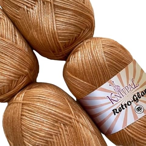 KnitPal Retro-Glam Metallic Yarn for Crocheting, 57% Acrylic and 43% Polyester - Soft Glitter Yarn for Knitting - DK Yarn 3 Weight Acrylic Blend Yarn Sparkle - 4 Skeins, 1280yds/400g (Rose Gold) Cover