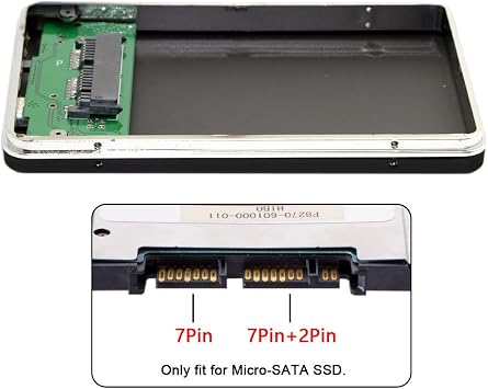 Cablecc USB2.0 480Mbps to 1.8 inch Micro SATA 16pin 7+9 SSD HDD External Hard Disk Enclosure