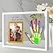 Family Handprint Keepsake Frame Kit with Photo Display – DIY 3D Floating Layered Design for Mom, Dad and Baby – Safe Non-Toxic Paint Set for Footprints – Perfect Baby Shower Gifts, New Parents Couples Keepsake, Home Decor 13.1x9.6 Inch (White)