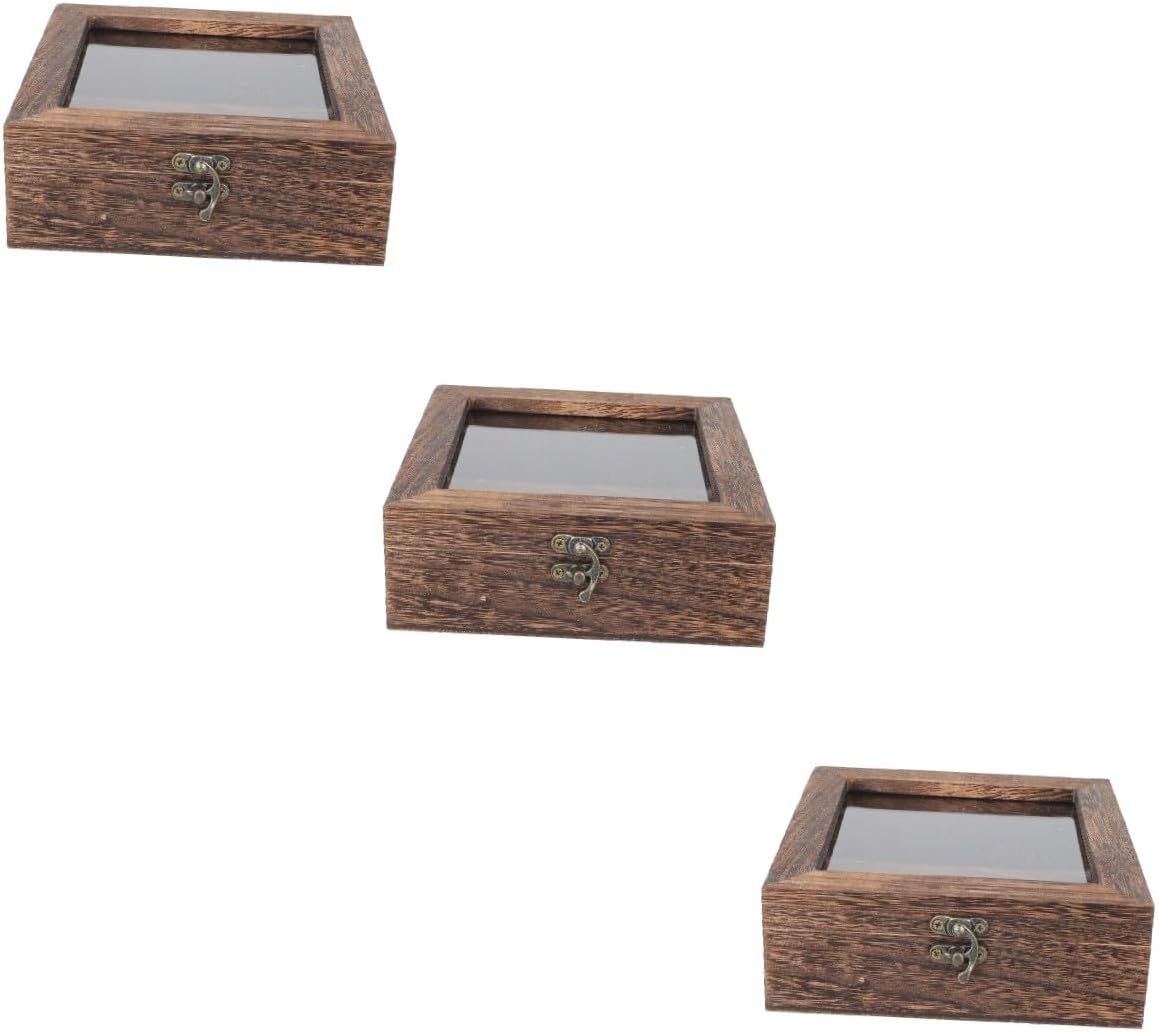 3pcs Vintage Style Butterfly Specimen Display Case Lidded Jewelry Box for Collectibles -type Storage Carbon for Butterfly