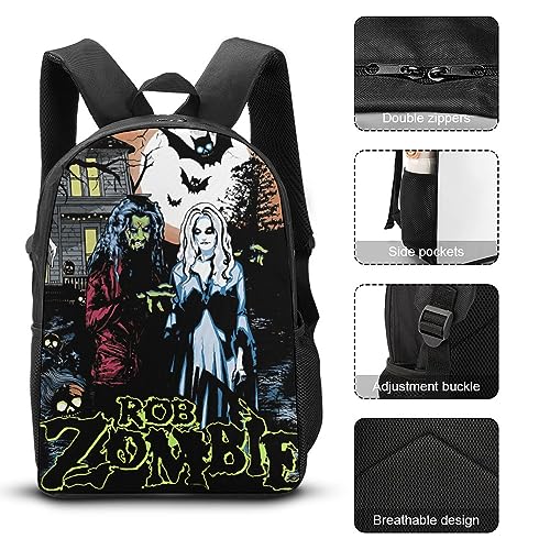 Rob Style Singer Zombie 3Pcs Backpack Set Multifunctional Unisex Bookbags for Men Casual Basic Daypacks-Climbing Camping Backpacks Suitable for Laptop Office3