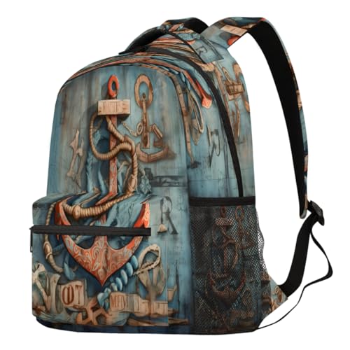 Sac à dos école et voyage ordinateur portable vintage ancres marines