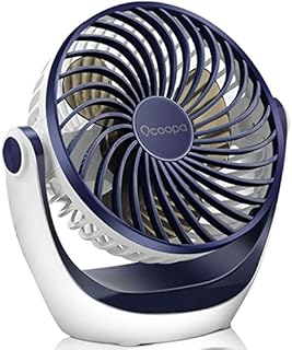 OCOOPA Wentylator USB, mały wentylator biurkowy, silny przepływ powietrza, cicha praca 3 prędkości, głowica obrotowa 360 °, przenośny, odpowiedni do biura, domu i na zewnątrz (Ciemnoniebieski)