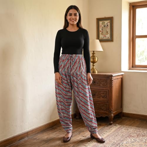Image of FASHION GALLERY Women's Rayon Relaxed Fit Patiala Salwar with Full Length Drawstring Closure Type and Flexible Waist|Patiala Pant for Woman