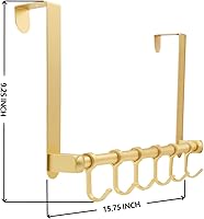 Vista 2 de Ganchos sobre la puerta, colgador de puerta, perchero de 6 ganchos para colgar sobre la puerta, organizador de puerta de aluminio resistente