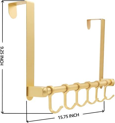 Miniatura 2 de Ganchos sobre la puerta, colgador de puerta, perchero de 6 ganchos para colgar sobre la puerta, organizador de puerta de aluminio resistente