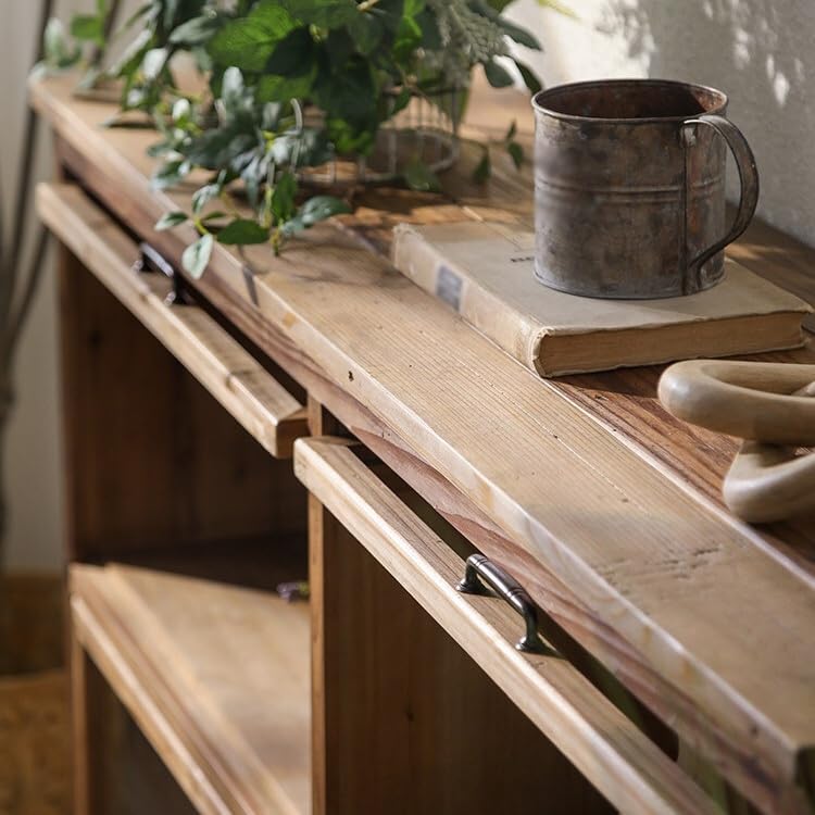 Credenza Credenza Della Cucina Credenza In Legno Di Pino, Stile Vintage Invecchiato, Adatta For L'esposizione Del Soggiorno, Della Caffetteria, Pensione O Mobile Da Tè A Parete Credenza Mobile bar