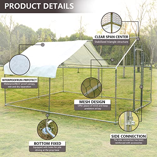 JOVNO Large Metal Chicken Coop Cage Walk-in Enclosure Poultry Hen Run House Playpen Exercise Pen Outdoor Yard Poultry Pet Hutch with Weather Proof Cover - Thumbnail 3