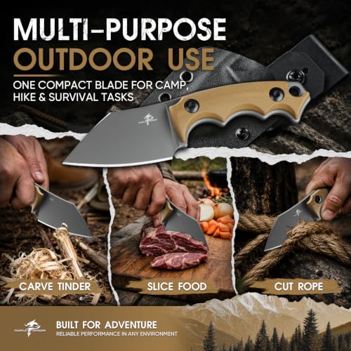Image of Purple Dragon EDC Fixed Blade Knife with Rotatable Sheath,D2 Survival Knife
