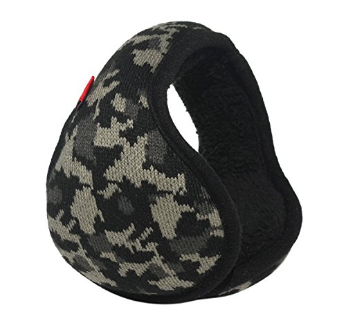 Mraw Unisex Woolen Yarn Little Snowflake Pattern Foldable/Adjustable Wrap around Earmuffs