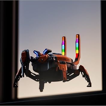 Bluetooth Speakers, Mechanical Crab Bluetooth Speaker, Portable Speakers with Multicolor LED, Bluetooth 5.0, 10W Stereo Sound, Deep Bass, Dual Pairing, 8H Playtime for Home, Party, Outdoor (Orange)