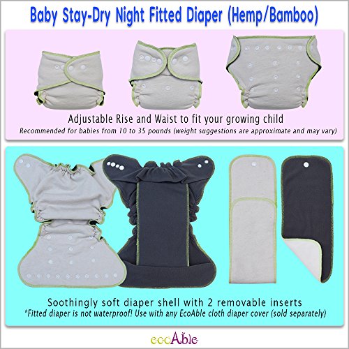 Hemp Fitted Cloth Diaper: Baby Overnight Diaper With Stay-Dry Bamboo Interior, One Size With Snap Buttons (Pack Of 2) #TOP1