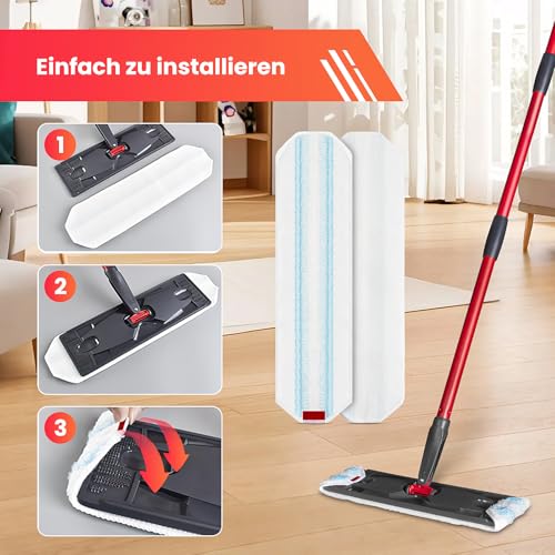 3 Stück Ersatzbezug für Vileda H2PrO Bodenwischer, Mikrofaser Wischbezüge für O-Cedar H2prO Flacher, Geeignet für Verschiedene Bodenmaterialien, Maschinenwaschbar und Wiederverwendbar