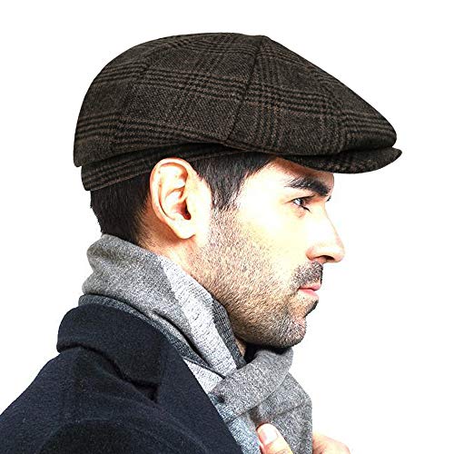PanPacSight Fashion Men’s Classic Newsboy Gatsby Hat Blend Wool Vintage Flat Ivy Cabbie Cap Boyfriend Gift(Medium/Large/X-Large)