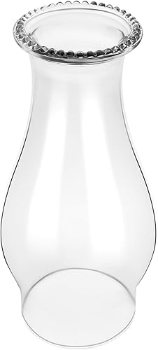 Lámpara de aceite de repuesto para chimenea, pantalla de vidrio transparente de huracán con estilo ondulado, base de 3 pulgadas para lámparas de