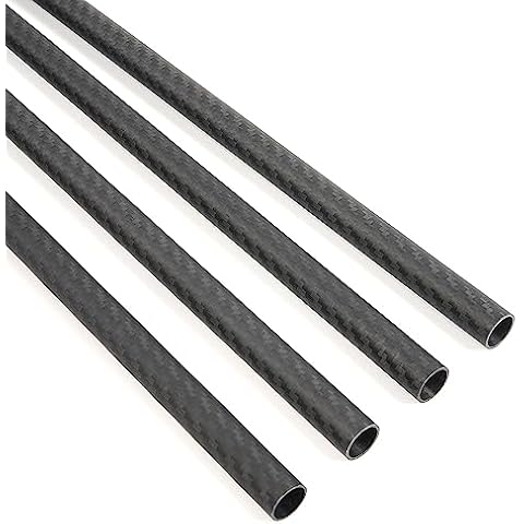 cncarbonfiber 4pcs 14mm Carbon Fiber Tube 14mmx12mmx330mm 3K Roll Wrapped Twill Matte Finish Cover
