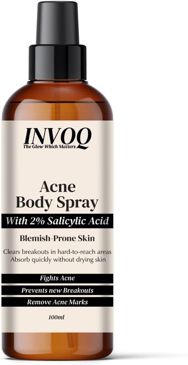 INVOQBack and Body Acne Spray | Helps Control Body Acne & minimizes breakout, Removes blackheads & Dark Spots.