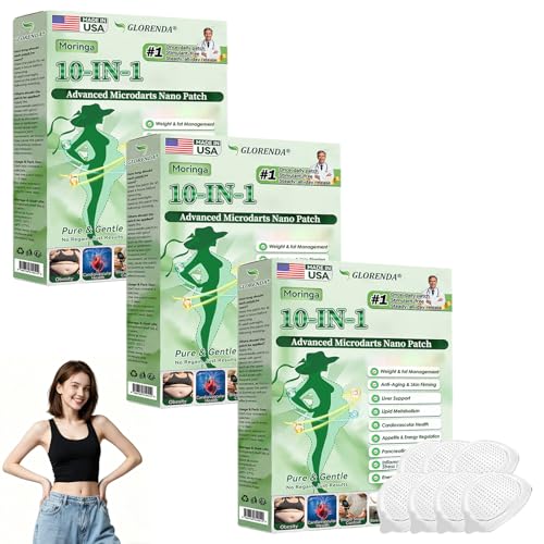 LQZ GLORENDA Moringa Berberine Patch 2026 New Professional Moringa 10-in-1 Nano Microdarts Patch Natural Patches for Women and Men Suitable for All Skin Types (3 Boxes)